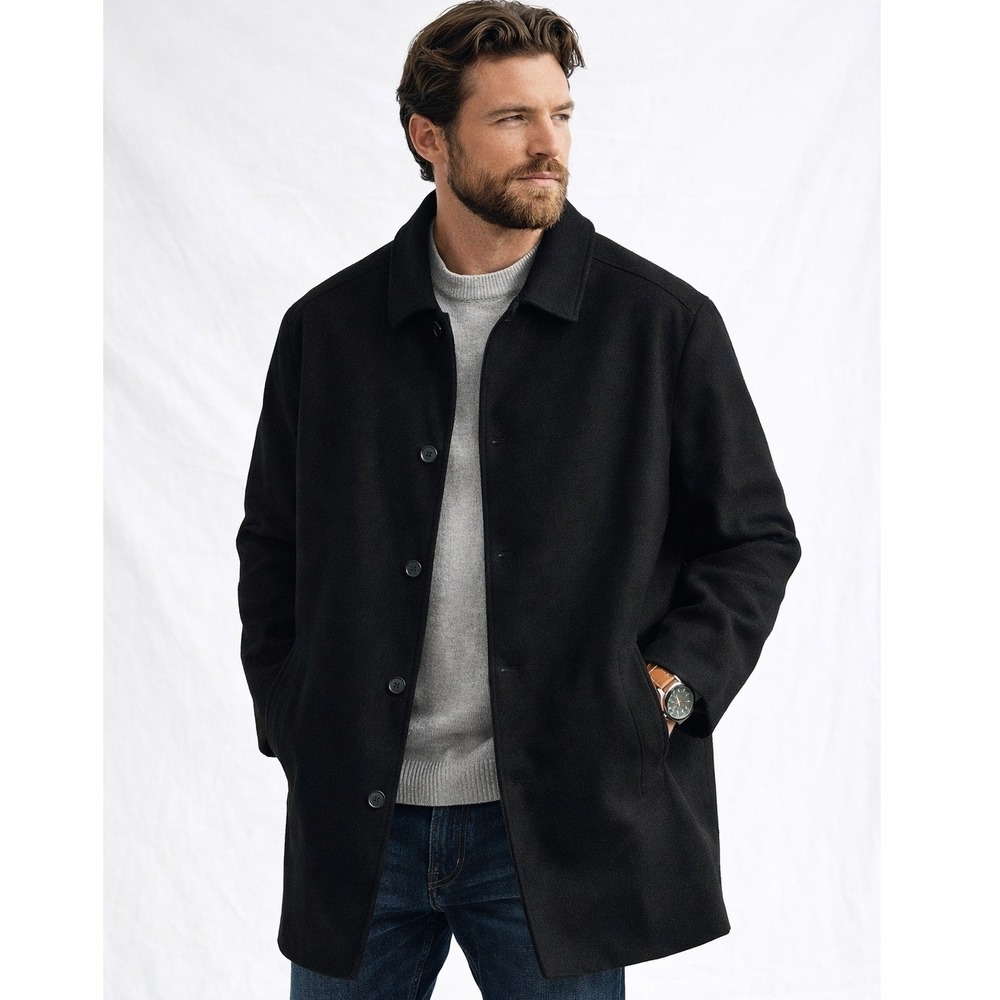 Men's Black Wool Blend Pea Coat